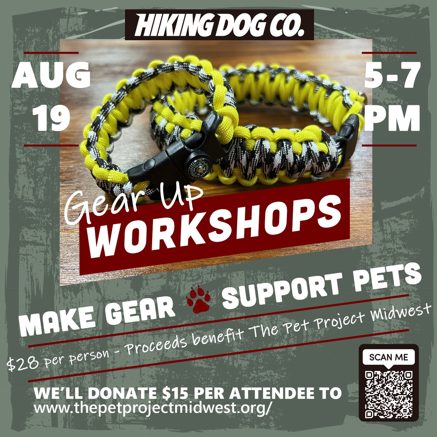 8/19 5-7PM Gear Workshop: Matching Paracord Bracelet & Dog Collar