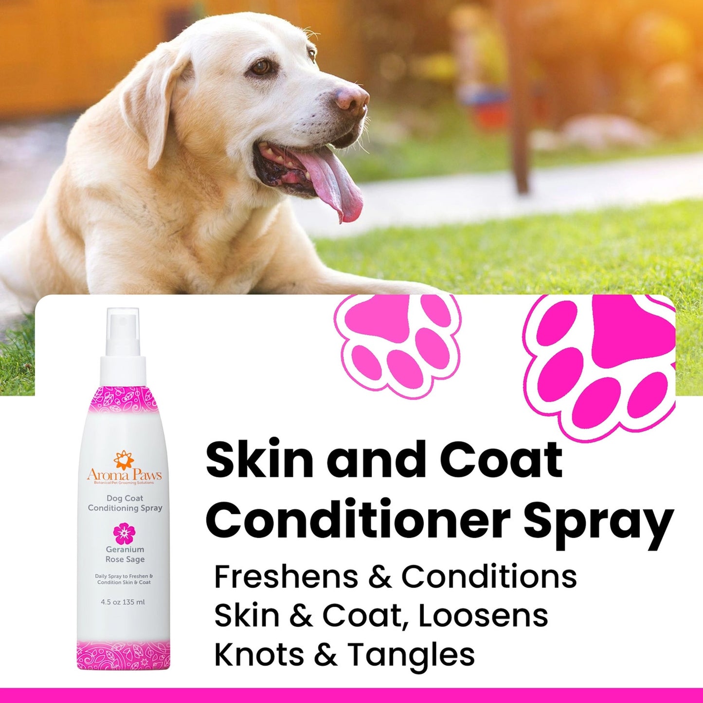 Aroma Paws Dog Coat Conditioning Spray Geranium Sage 4.5 oz.