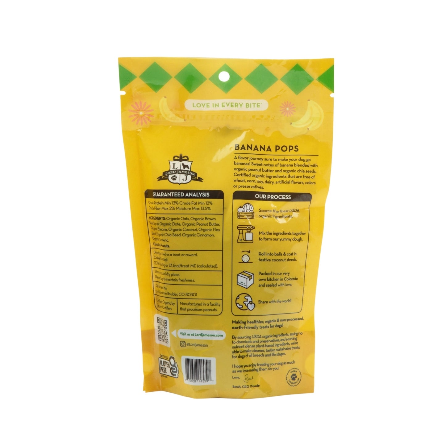 Lord Jameson Banana Pops Organic Dog Treats