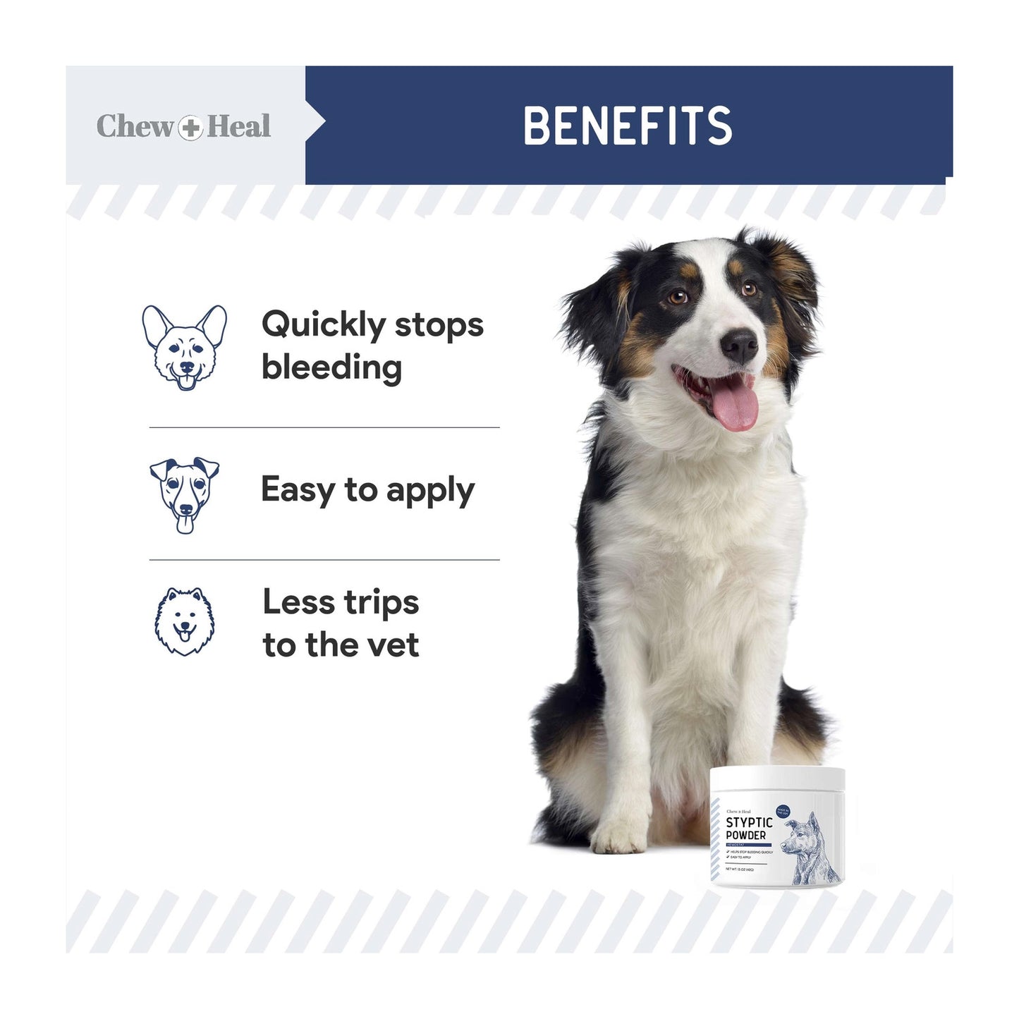 Chew + Heal Styptic Powder For Dogs, Cats and Birds