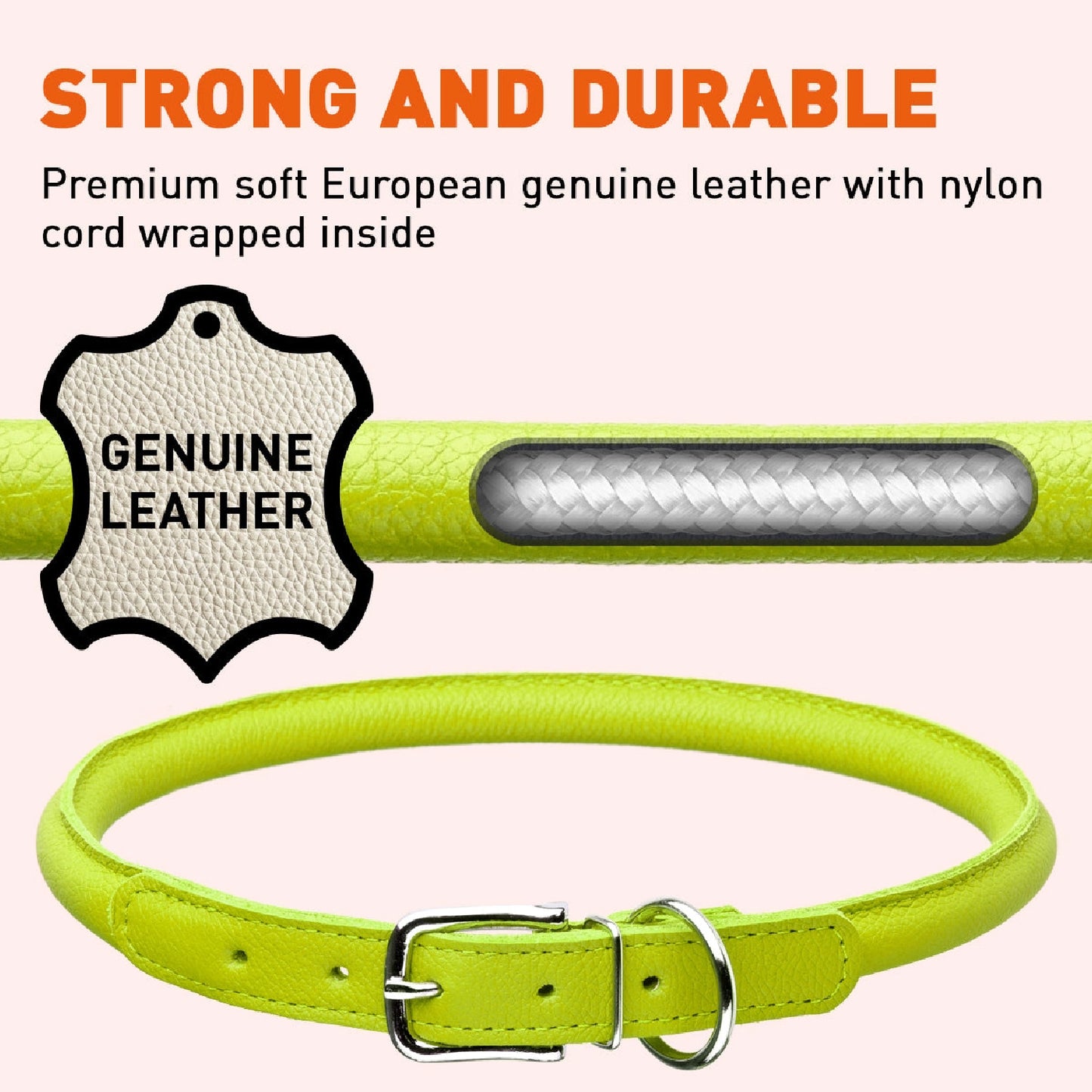 Round Leather Dog Collar by Dogline
