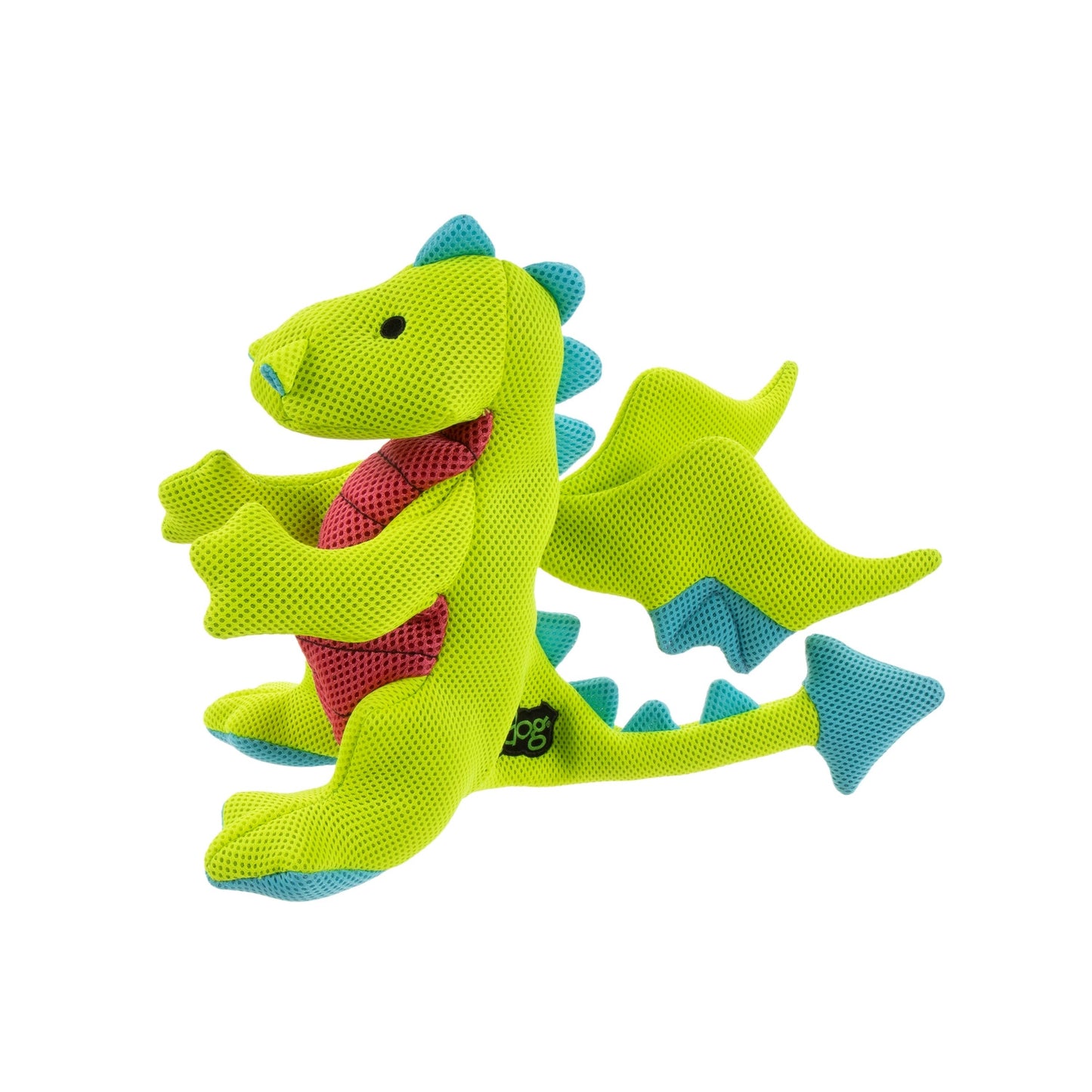Godog Dragons W/Double Chew Guard Plush Dog Toy Green