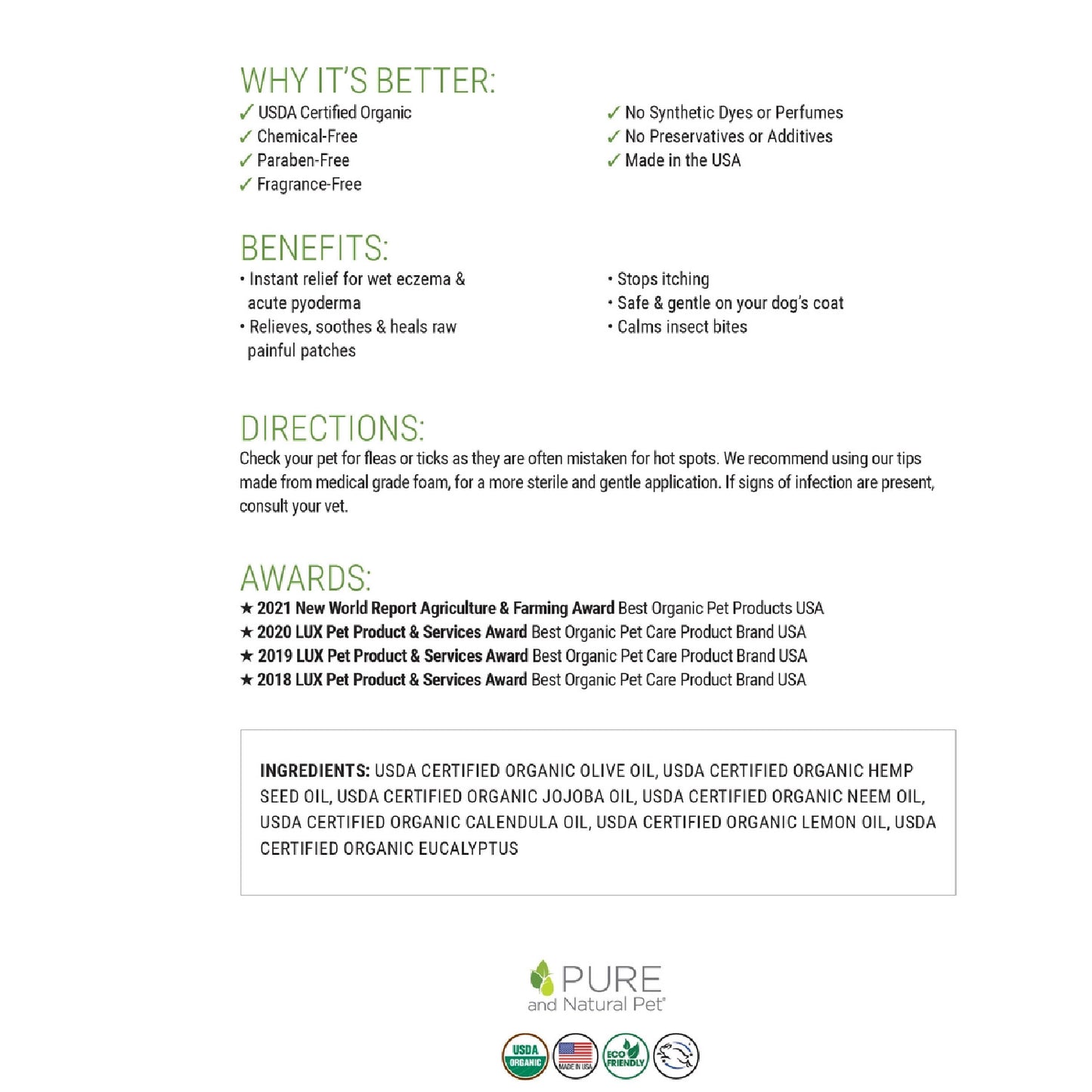 Certified Organic Itch Relief & Hot Spot Oil