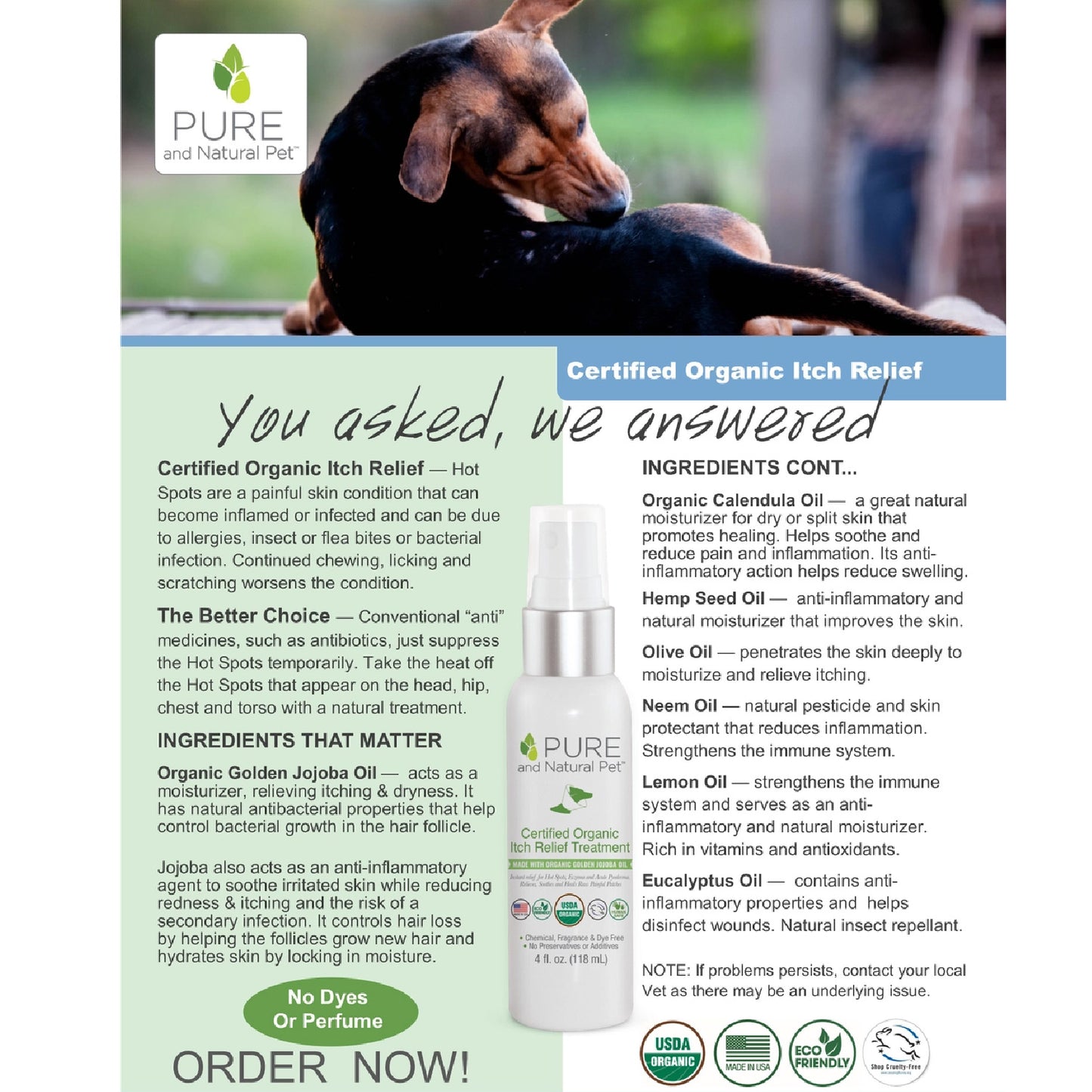 Certified Organic Itch Relief & Hot Spot Oil