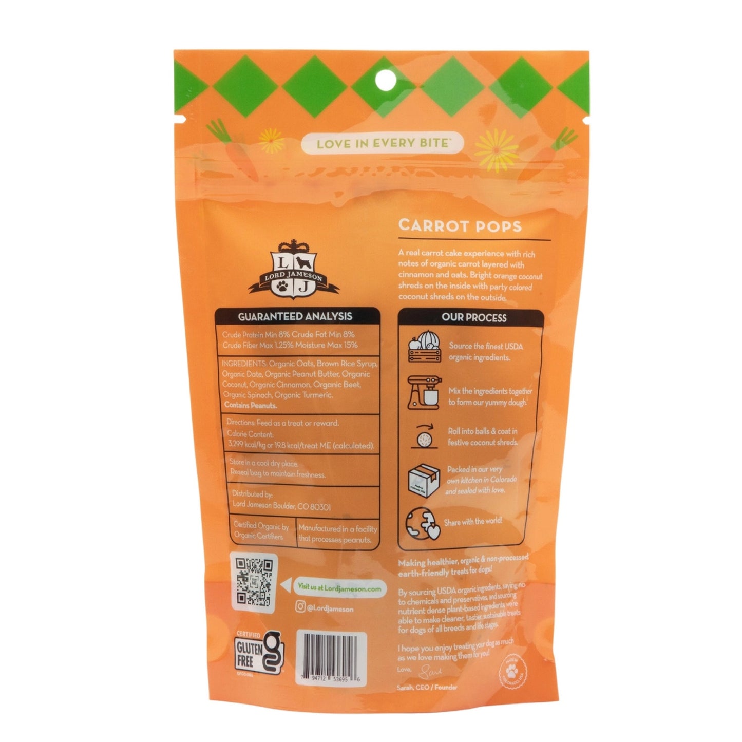 Lord Jameson Carrot Pops Organic Dog Treats
