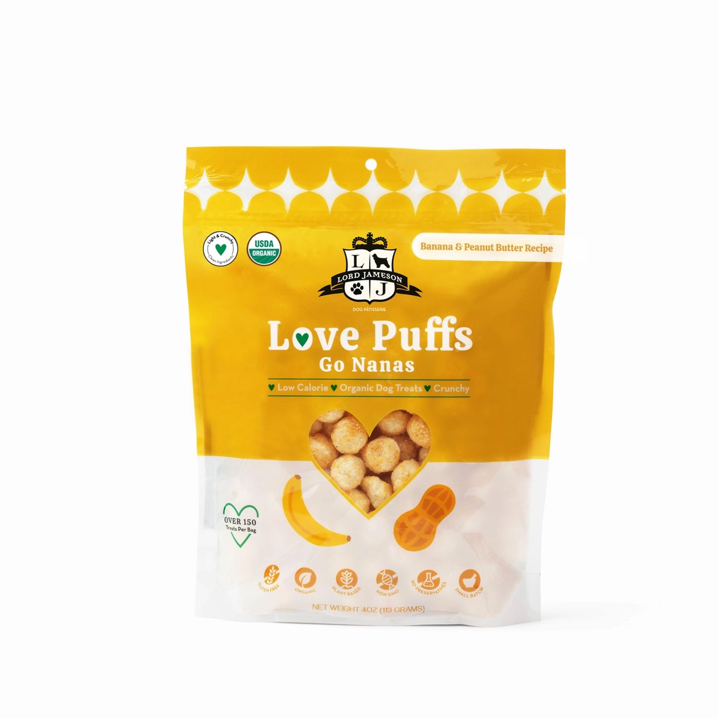 Lord Jameson Love Puffs Go Nanas Organic Crunchy Dog Treats