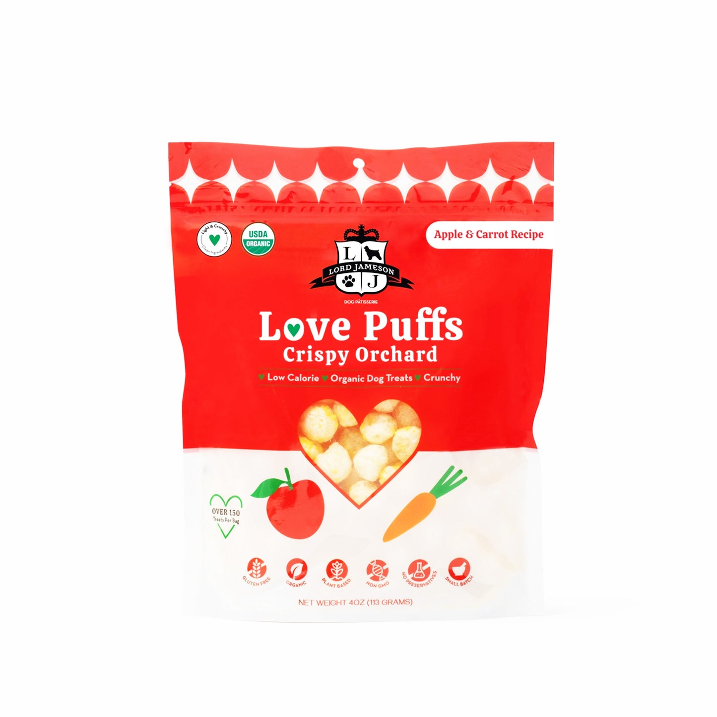 Lord Jameson Love Puffs Crispy Orchard Organic Dog Treats