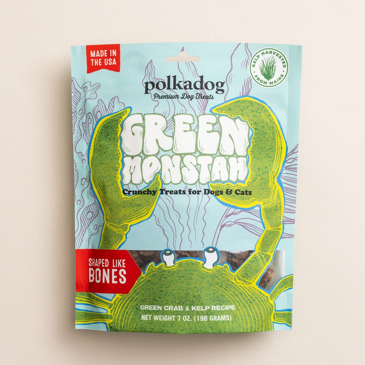 Green Monstah Bone Shaped Dog Treats 7oz