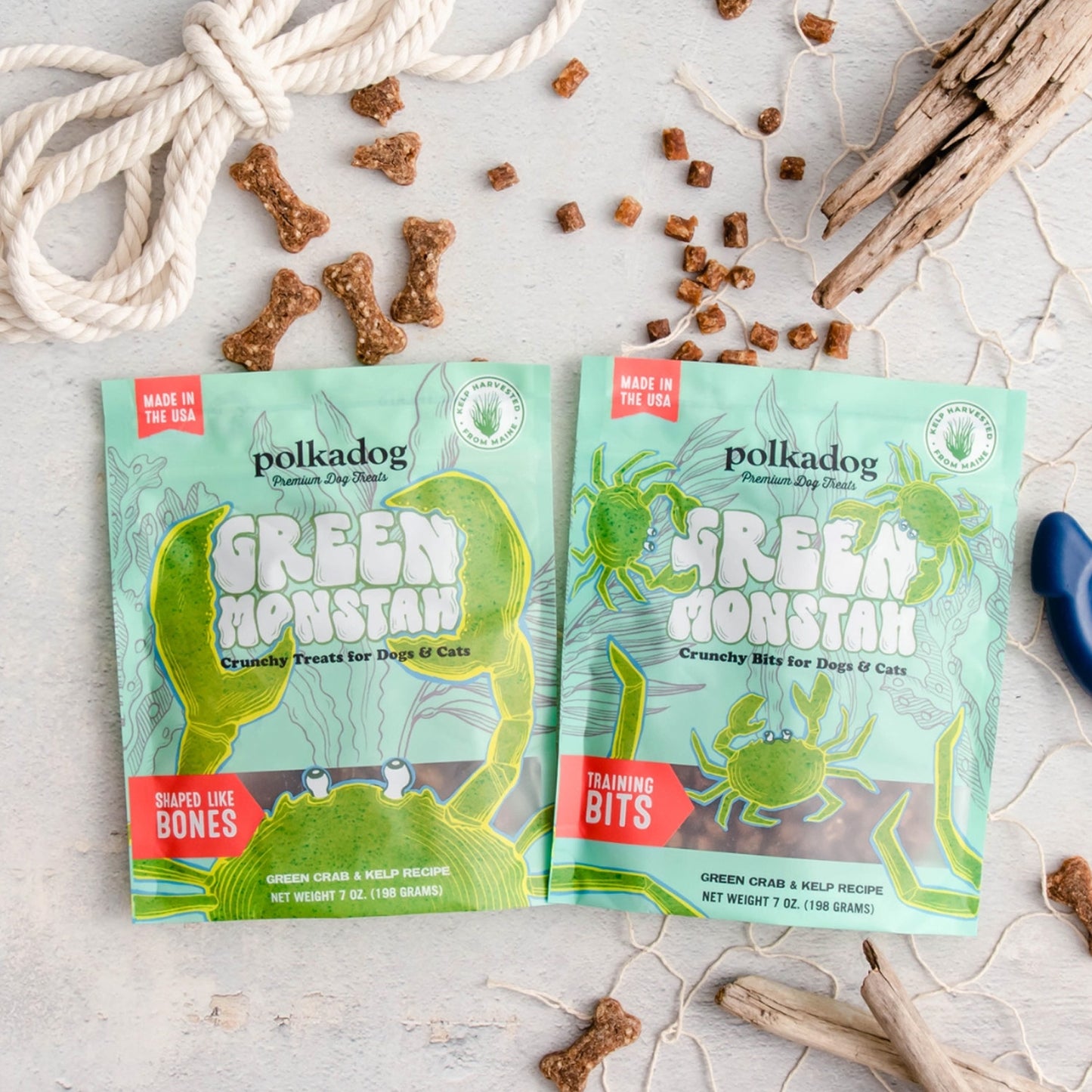 Green Monstah Bone Shaped Dog Treats 7oz