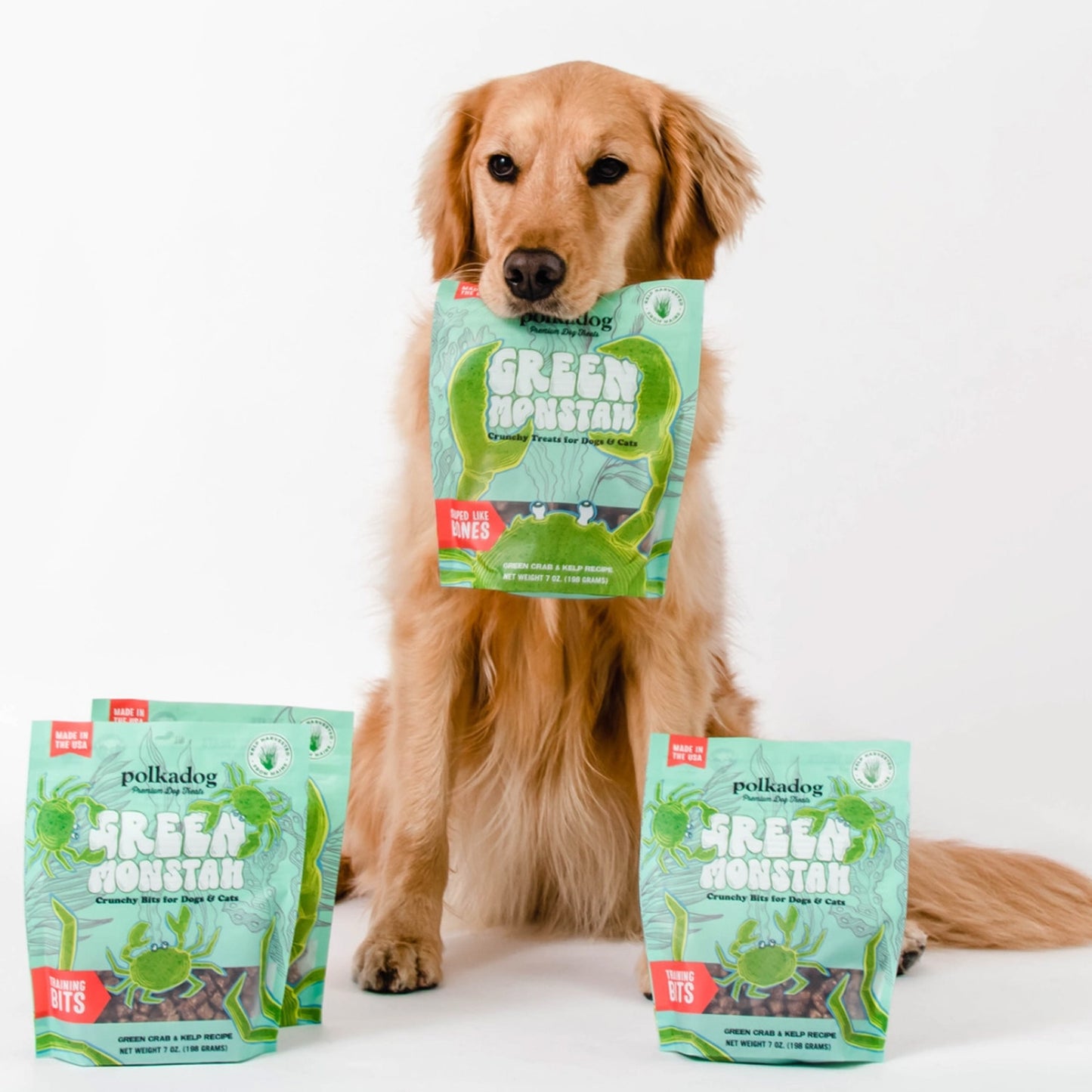 Green Monstah Bone Shaped Dog Treats 7oz