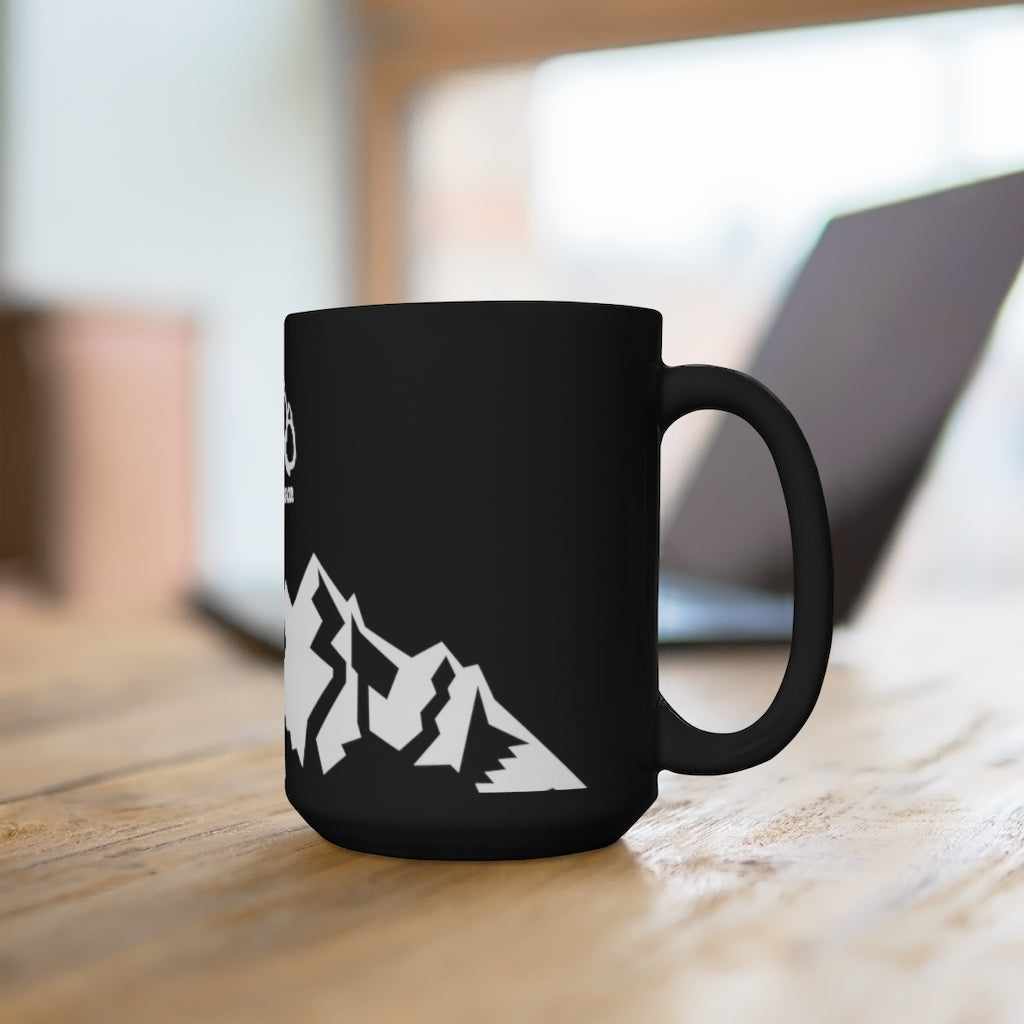 Logo over Mountains Black Mug 15oz
