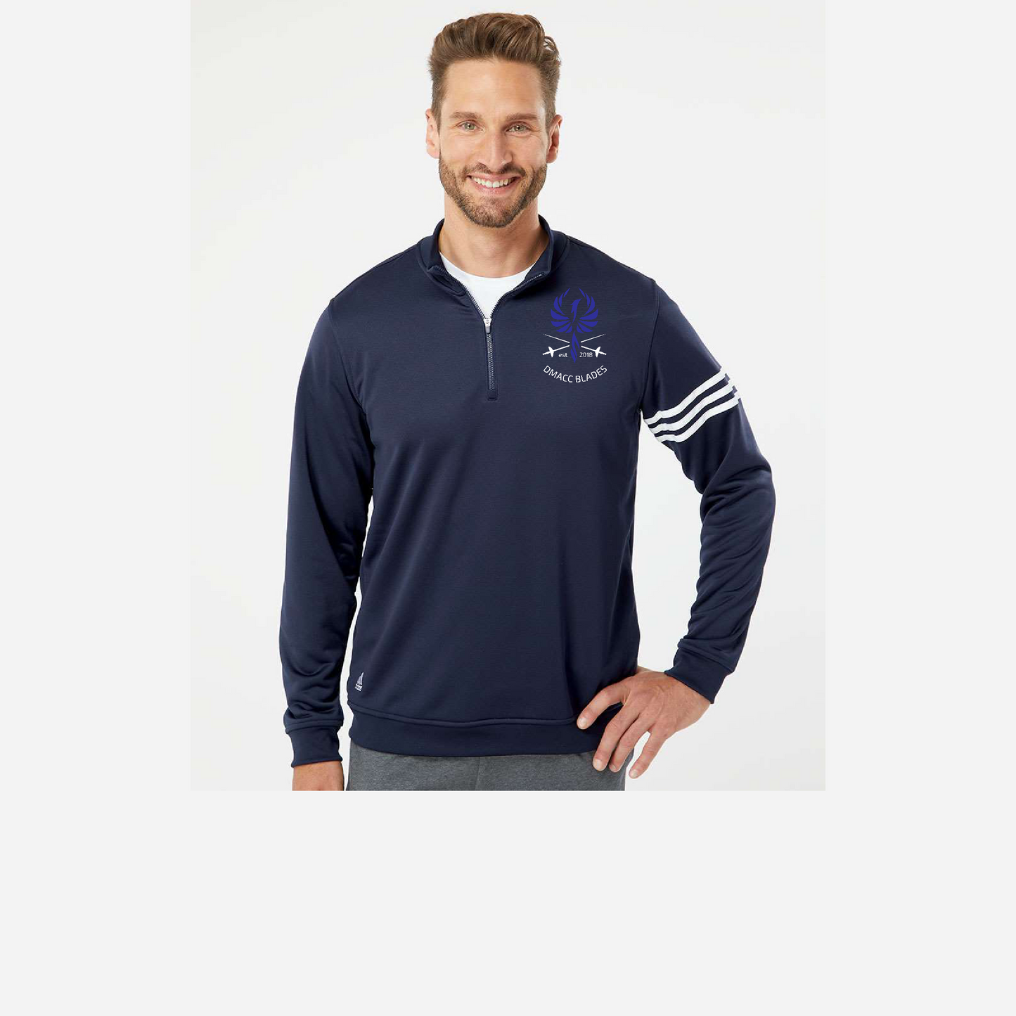 DMACC Blades Adidas 3-Stripes Quarter-Zip Jacket