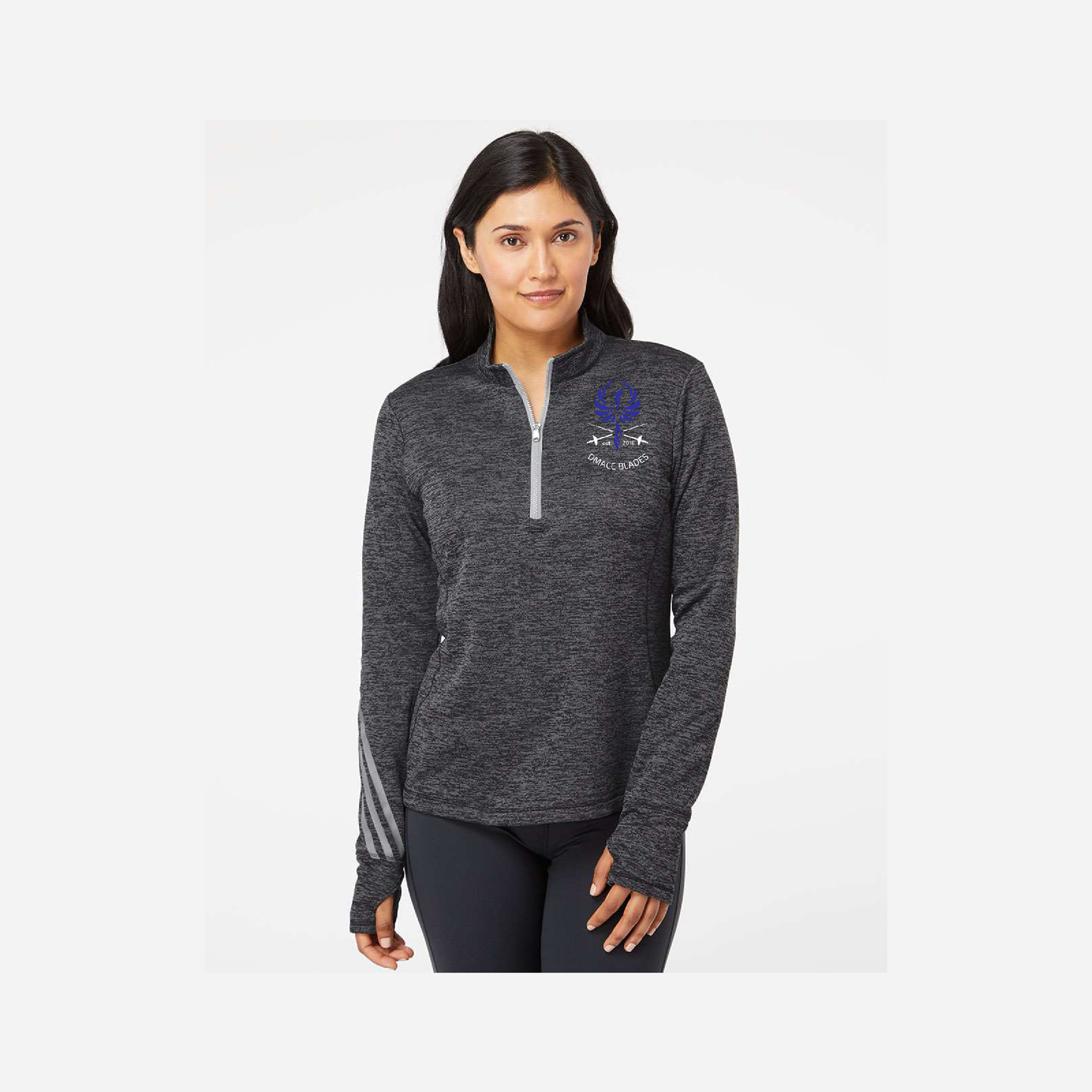 DMACC Blades Adidas Women's Brushed Terry Quarter-Zip Pullover