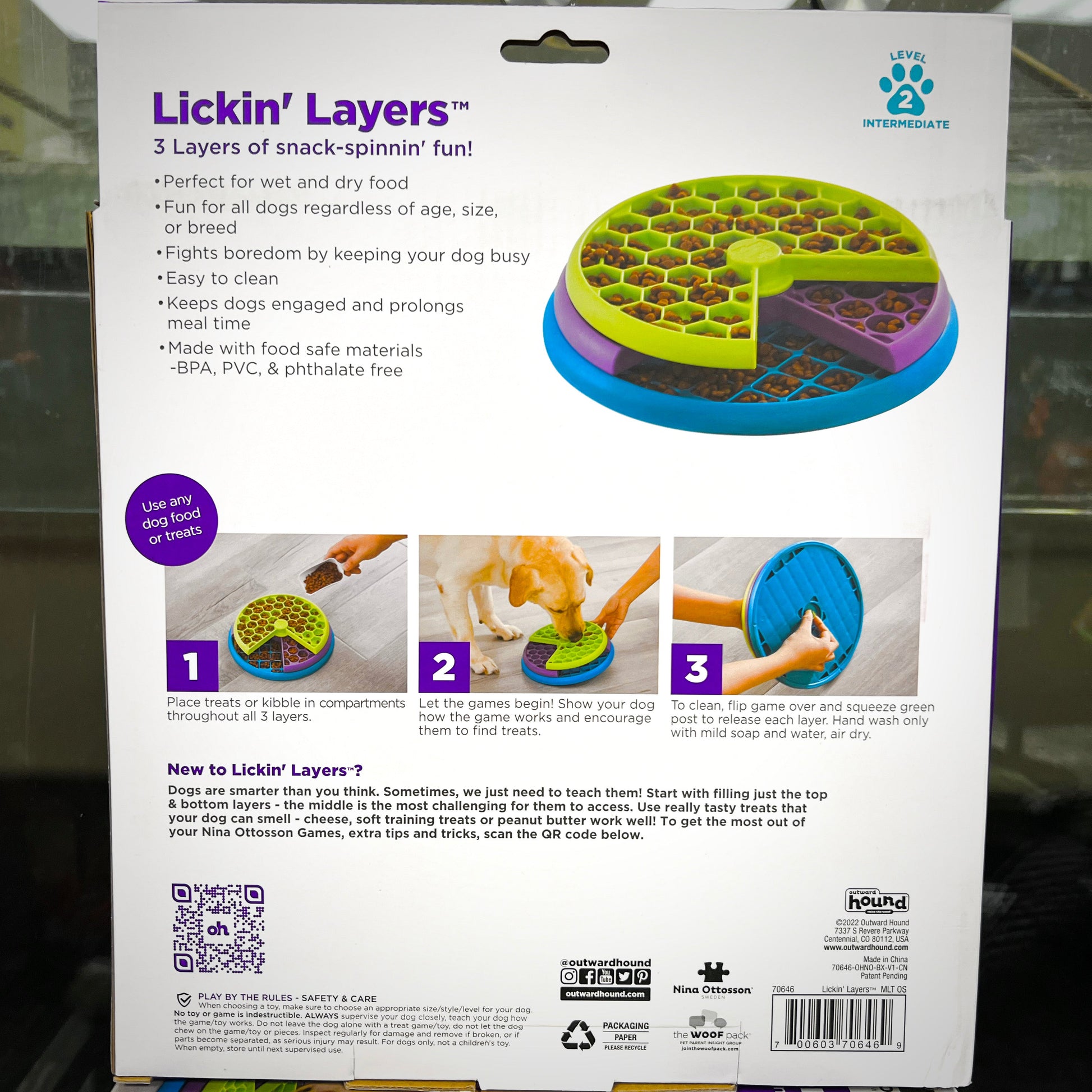 OUTWARD HOUND Lickin' Layers Interactive Puzzle Game & Slow Feeder,  Multicolor, One-Size, 2 cup 