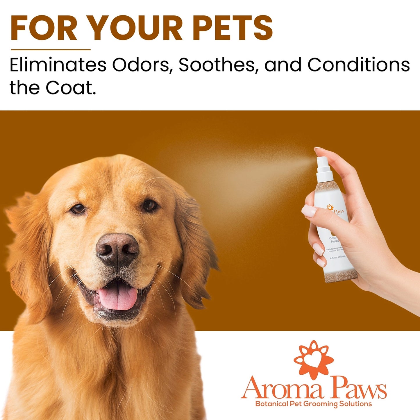 Aroma Paws Dog Coat Spray Coconut Papaya 4.5 oz.