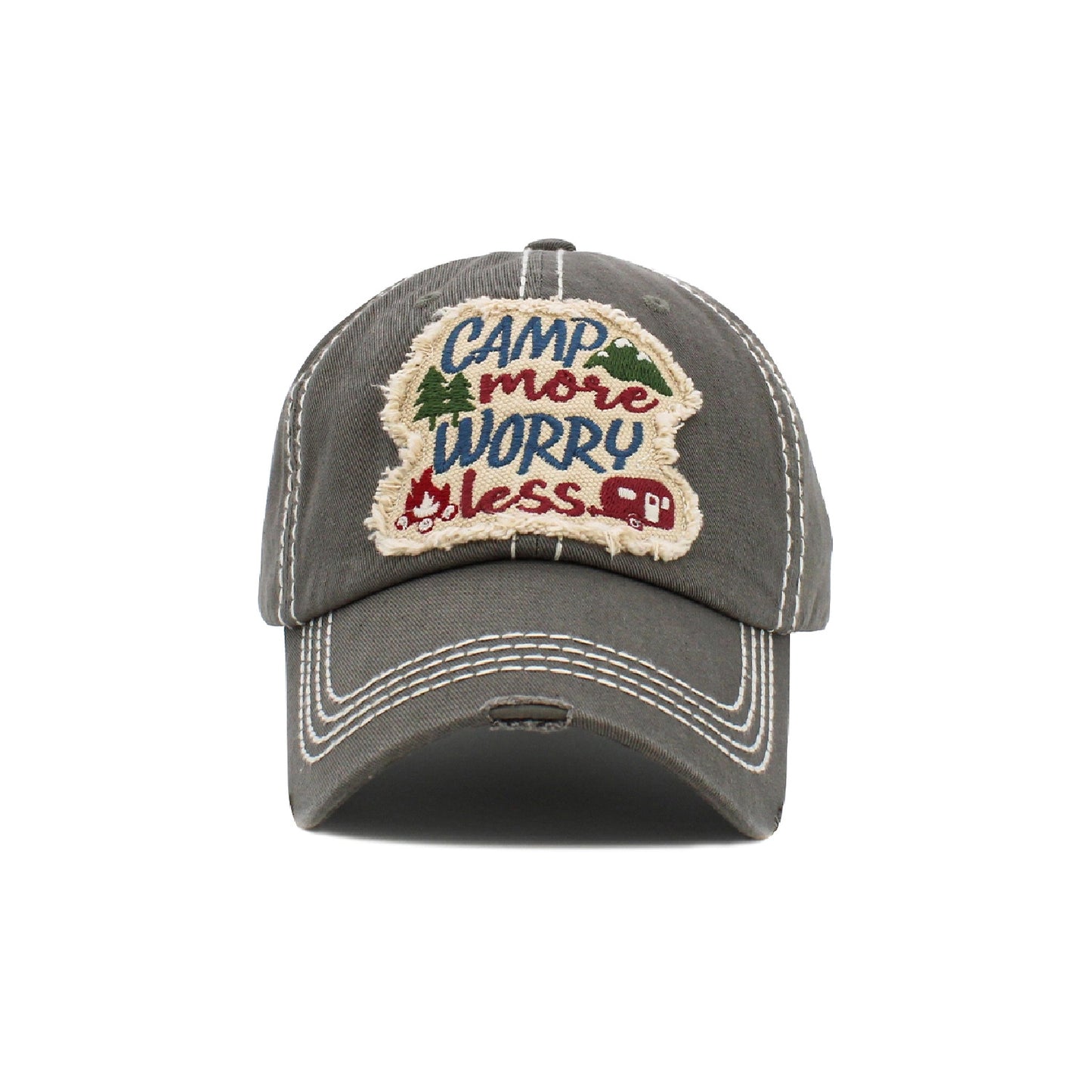 Camp More Worry Less Vintage Ballcap