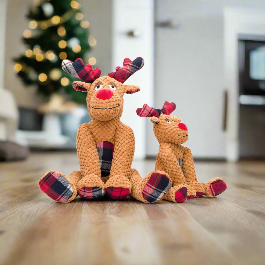 Christmas Floppy Reindeer Plush Dog Toy