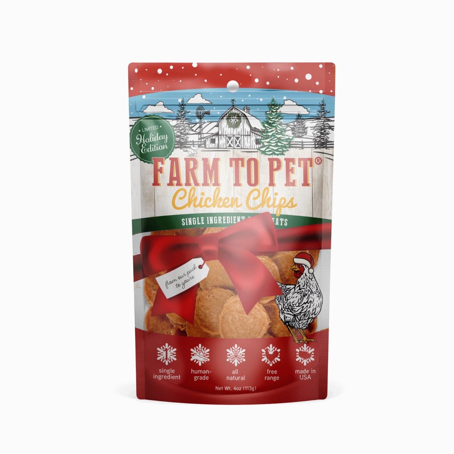 Holiday Chicken Chips Dog Treats (4 oz)