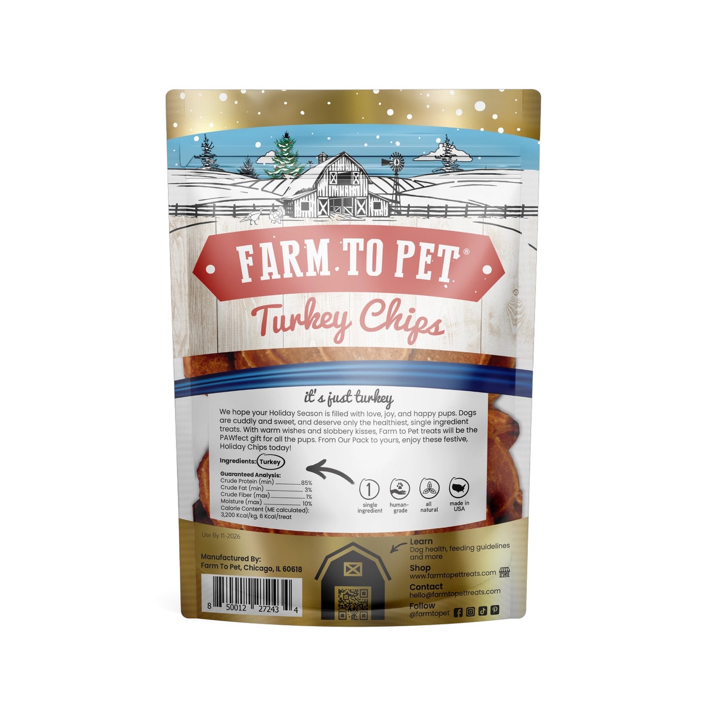 Holiday Turkey Chips Dog Treats (4 oz)