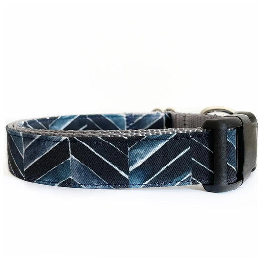 Navy Blue  Herringbone Dog Collar