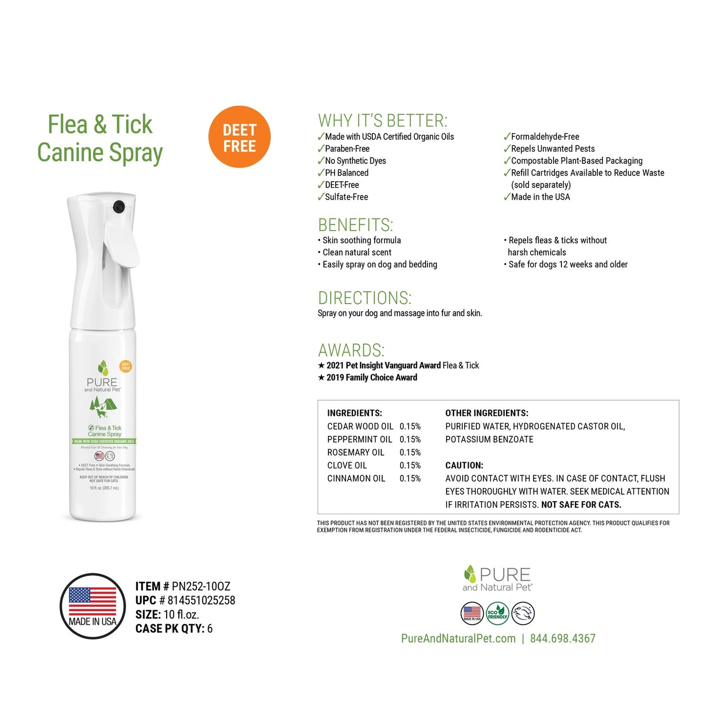 Pure and Natural Pet Flea & Tick Canine Spray