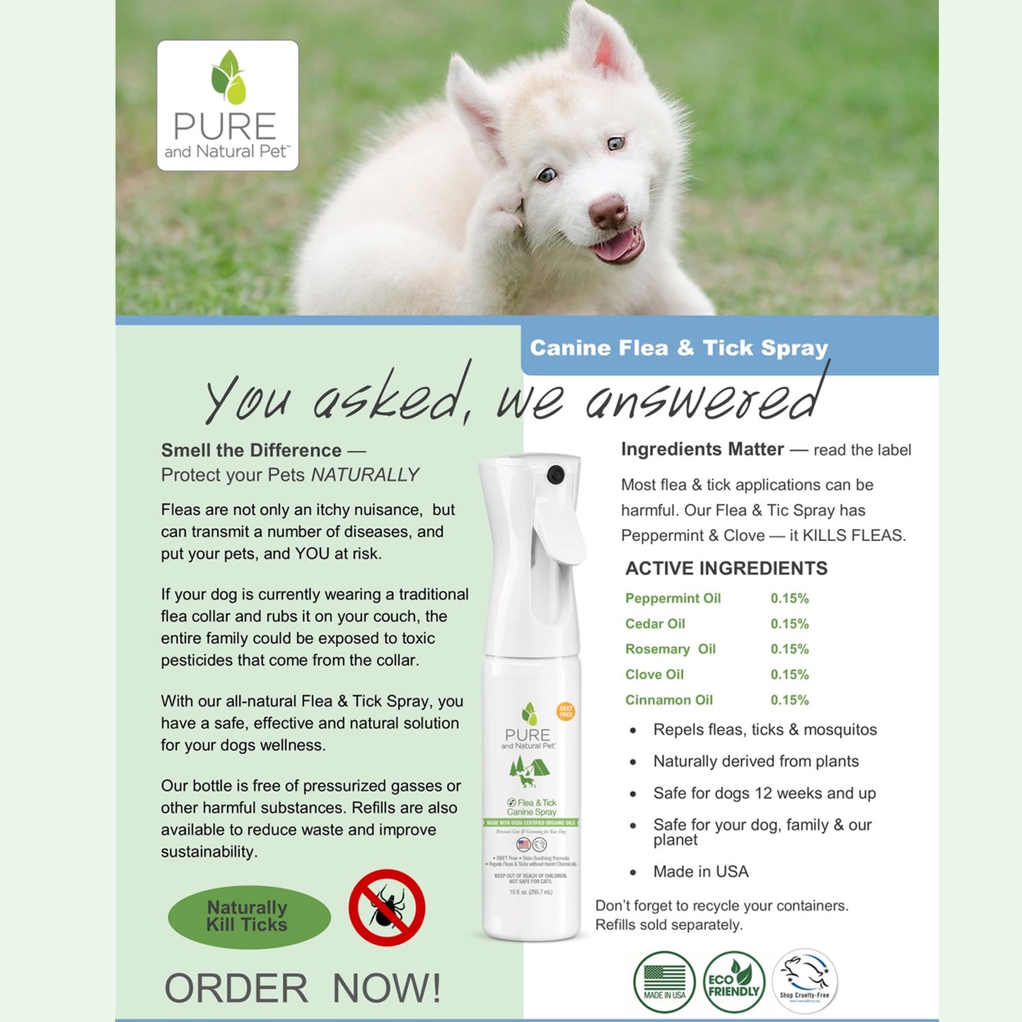 Pure and Natural Pet Flea & Tick Canine Spray