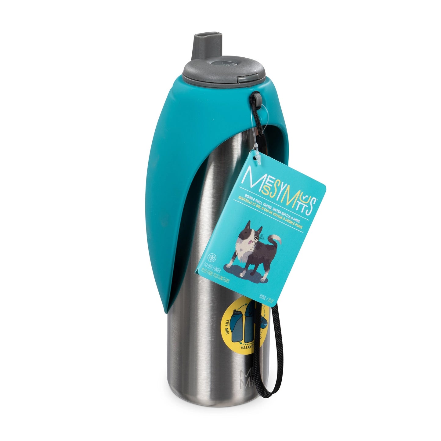Messy Mutts Stainless Travel Water Bottle & Bowl