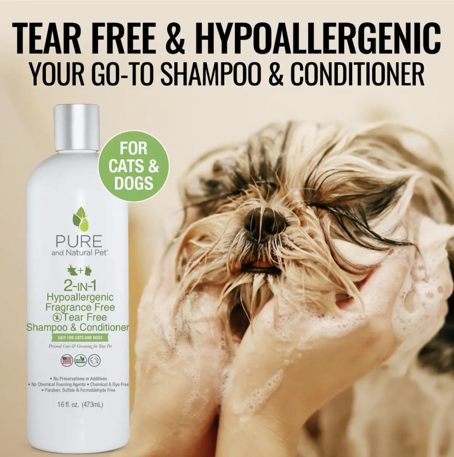 Pure and Natural Pet 2-IN-1 Hypoallergenic Shampoo & Conditioner