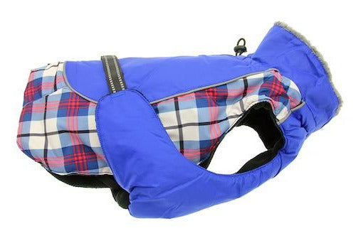 Alpine All Weather Dog Coat in Royal Blue Plaid