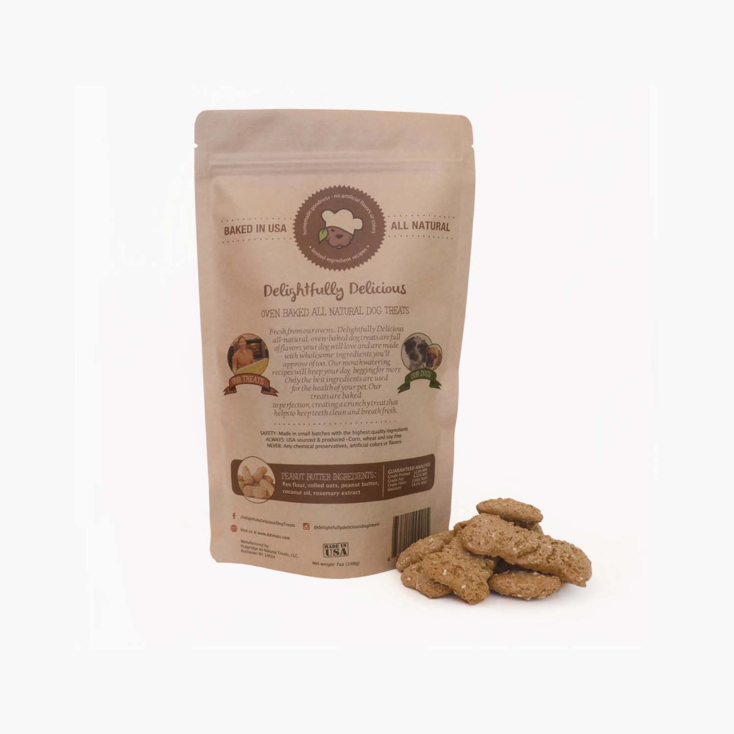 Delightfully Delicious Oven Baked All Natural Dog Treats, Peanut Butter