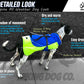 Detailed look at the Alpine All Weather Dog Coat. 